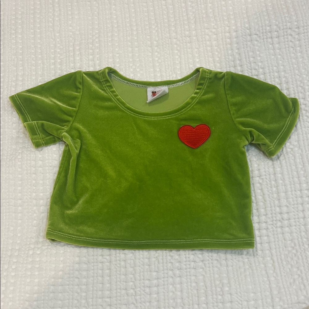 Sugar + Stripes - Grinch Green Kids Velvet top